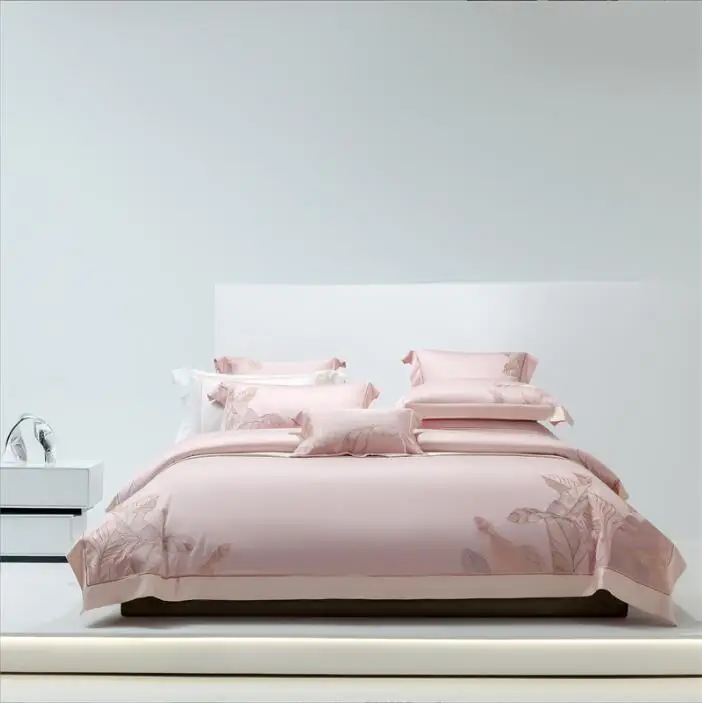 120 Thread Count Orchid Tencel Embroidery Four Piece Set Les Aires Wide Edge Embroidery Quilt Cover Light Luxury Bed Sheet