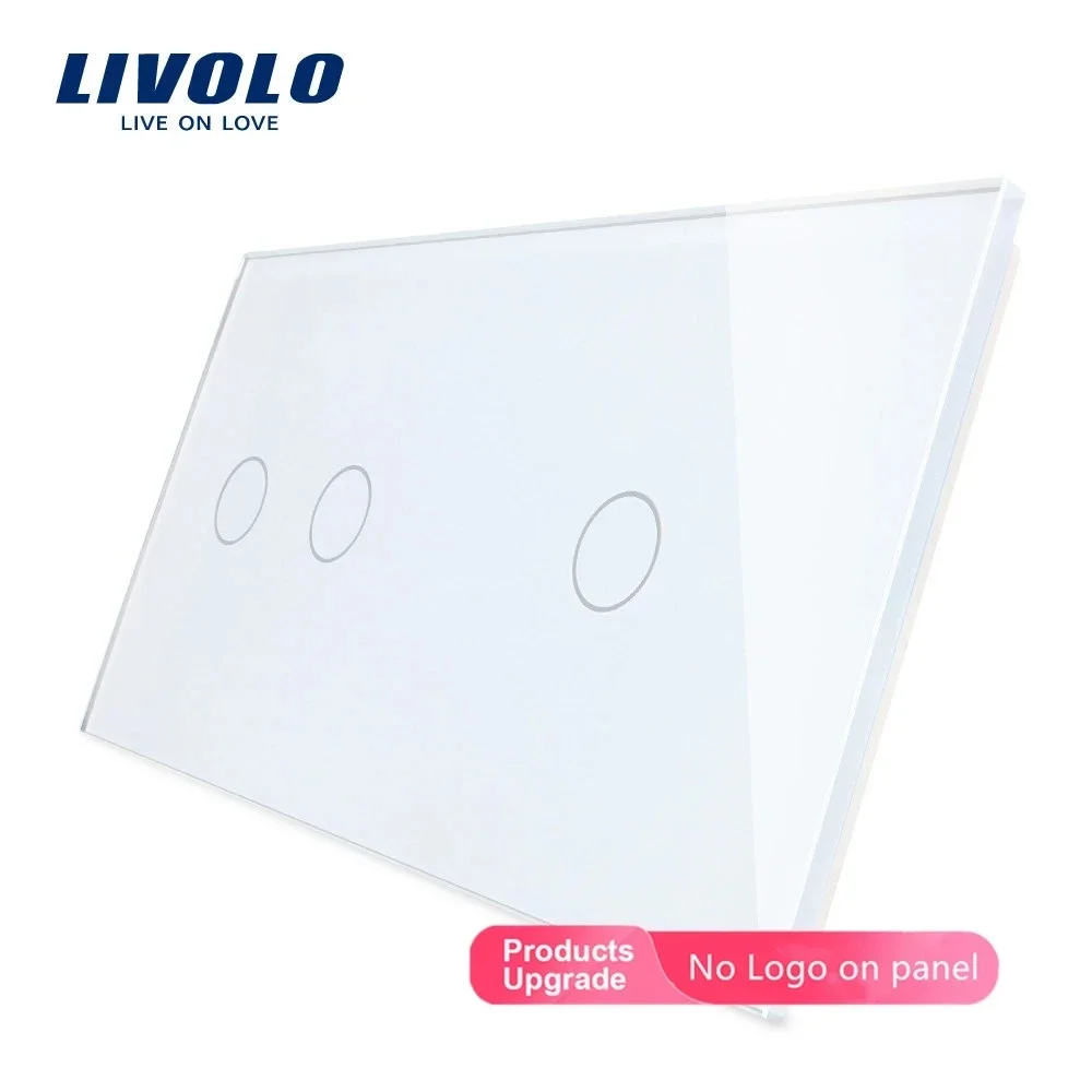 Livolo Luxury White Pearl Crystal Glass,151mm*80mm, EU standard, Double Glass Panel VL-C7-C2/C1-11