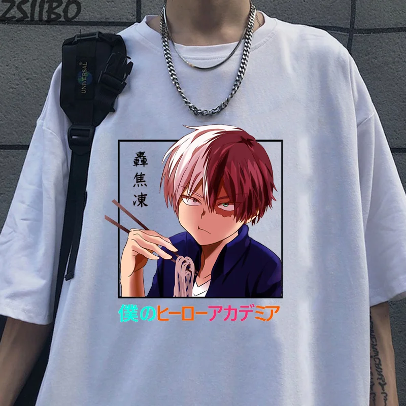 New men's and women's Todoroki Shoto printed T-shirt summer anime Harajuku loose T-shirt tops