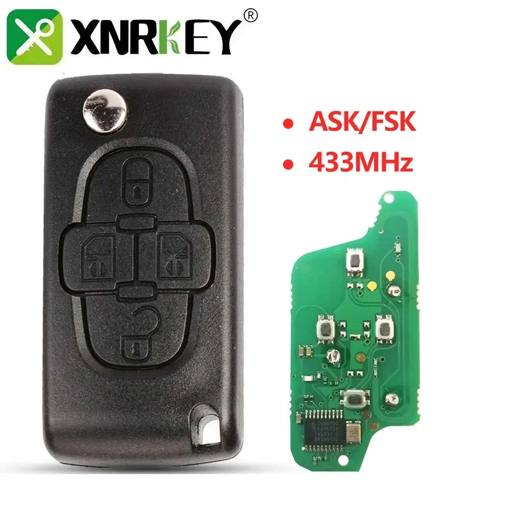 

XNRKEY 4 Buttons Flip Remote Key Circuit Board Fob 433Mhz For Peugeot 1007 for Citroen C8 VA2/HU83 Blade CE0523 Car Key