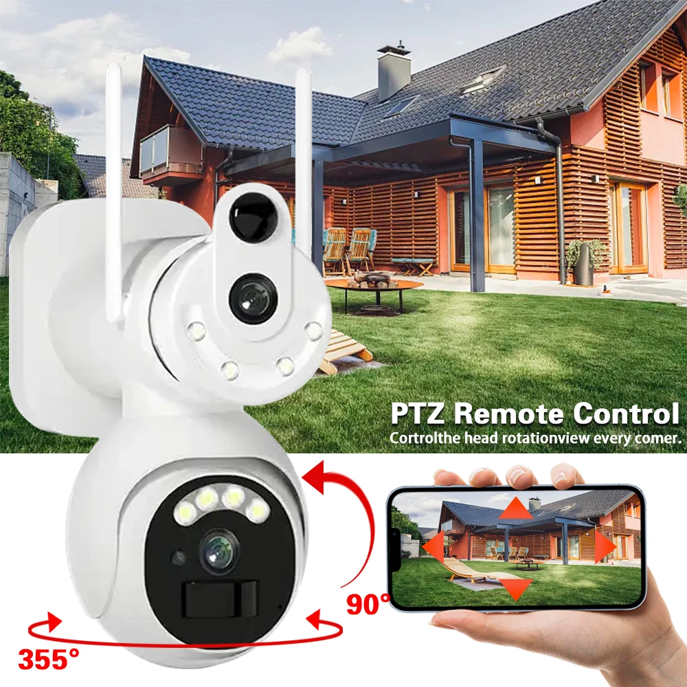 8MP UHD Dual Screen Solar WiFi Camera 4K Outdoor Dual Lens Full Color PIR-detectie Human Auto Tracking Solar Beveiligingscamera