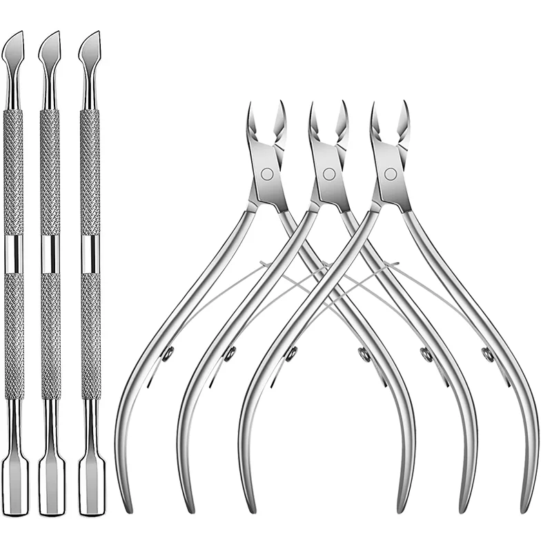 1/6 peças de aparador de cutículas, ferramenta profissional para pedicure e cuidados com as unhas, adequada para remover pele morta das unhas das mãos e dos pés.