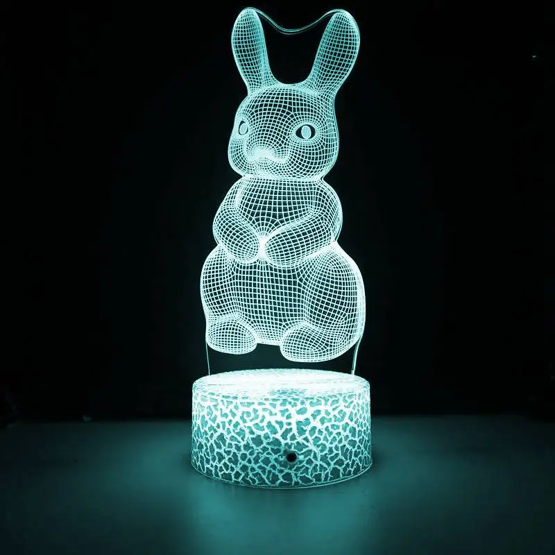 Nighdn lámpara de conejo 3D para niños, de conejo luz de noche, lámpara de ilusión 3D, decoración de dormitorio, navidad, cumpleaños, regalos de Pascua para Niños, Niñas