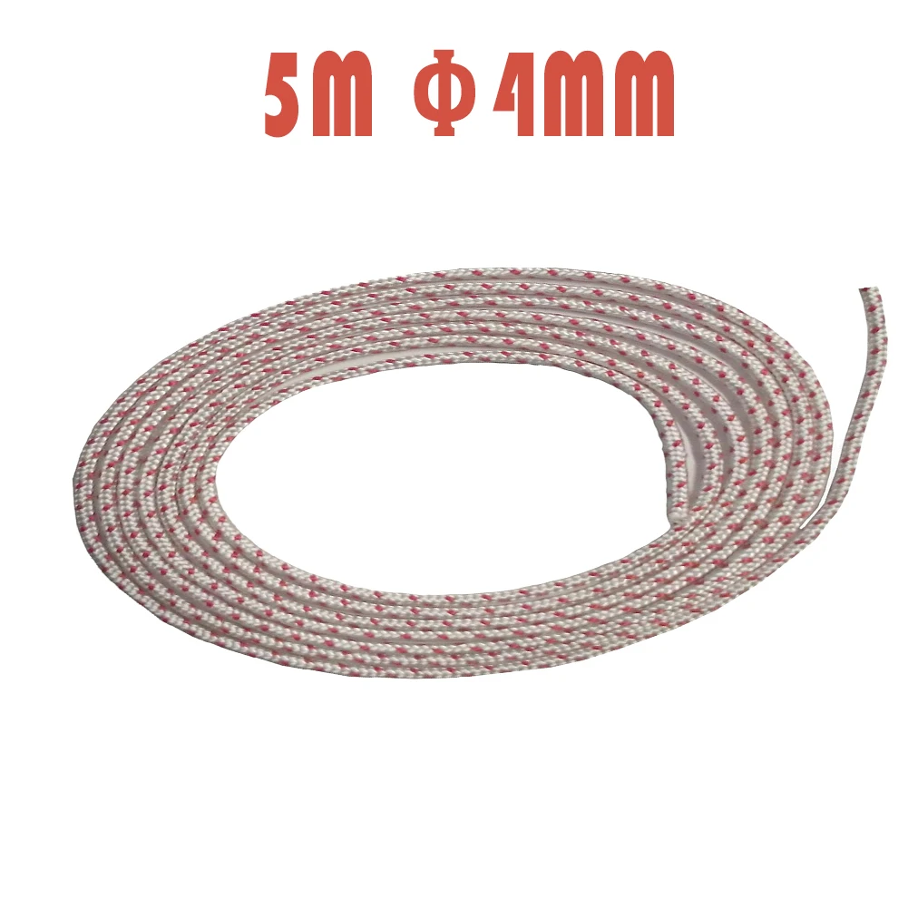 Rope Lawn Mower Recoil Starter Rope Red+white 290 Kg 4 Mm 5 M Polyester Rope Chainsaws For Carts Tear-resistant