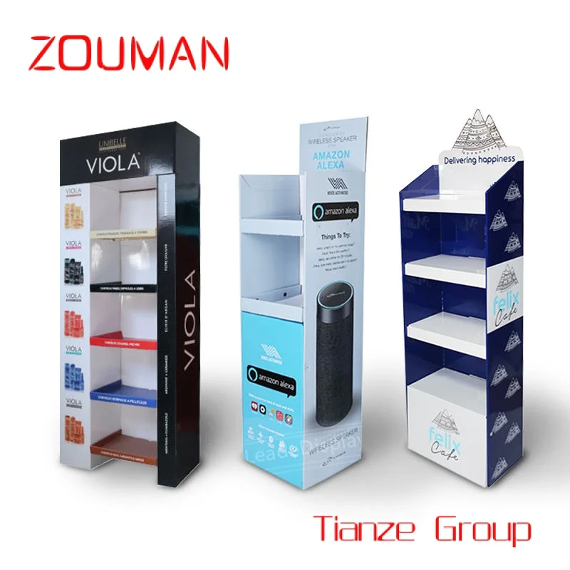 Custom , Custom print products shop stand en carton display recycling shelves candy Retail Portable POS Cardboard Floor standee