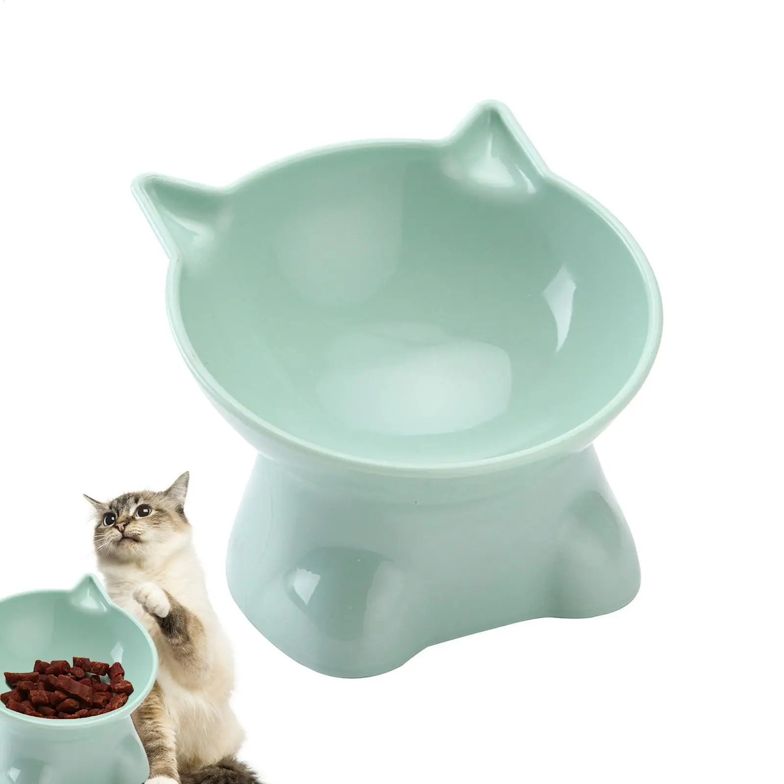 Comederos elevados para gatos, amigables con los bigotes, con inclinación de 15 grados, para comida, tazón bajo de 5.31 pulgadas para gatos y gatitos