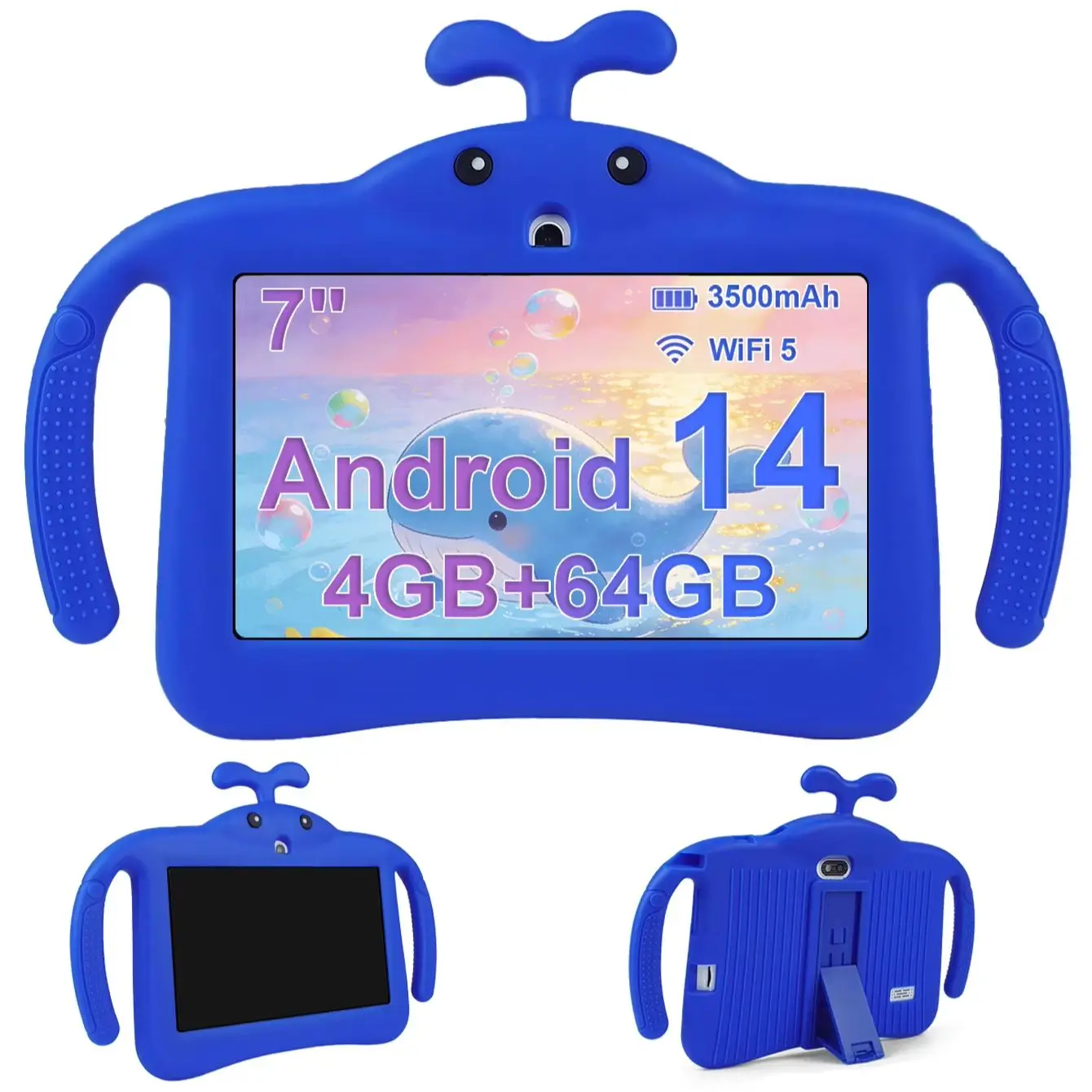 5G Wi-Fi 7 Inch Kid Tablet 4GB RAM 64GB ROM 3500mAh Battery Dual Camera Children's Android 14 Gift Kids