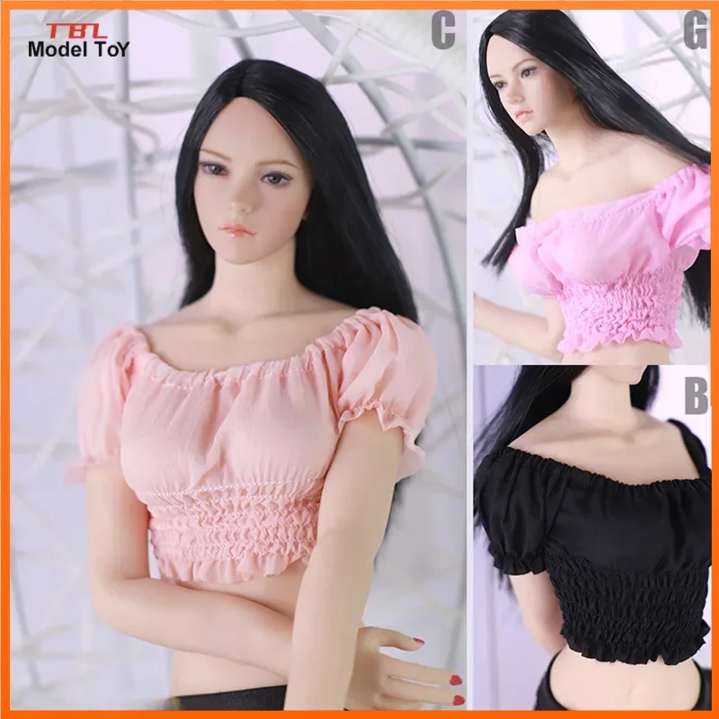 Tbleague 1/6 Scale Puffed Sleeve Top Female Soldier Bubble Sleeve Pleated Top Vest for 12in Action Figure Doll Toys