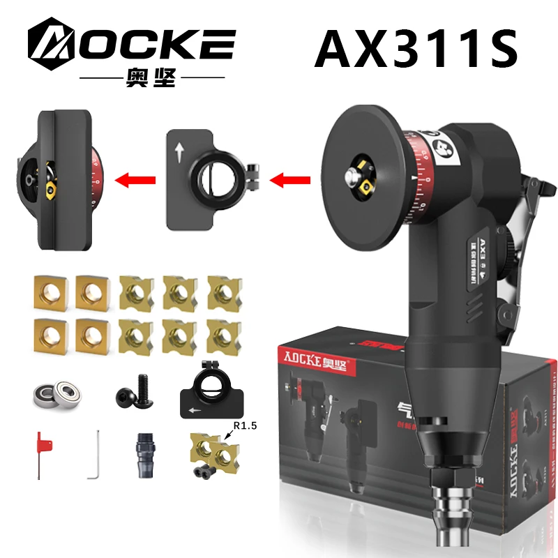 AOCKE 공압 모따기 기계, 휴대용 45 도 모따기 기계, 금속 트리밍, 45 ° 아크 베벨링 기계, 에어 툴, AX311S 