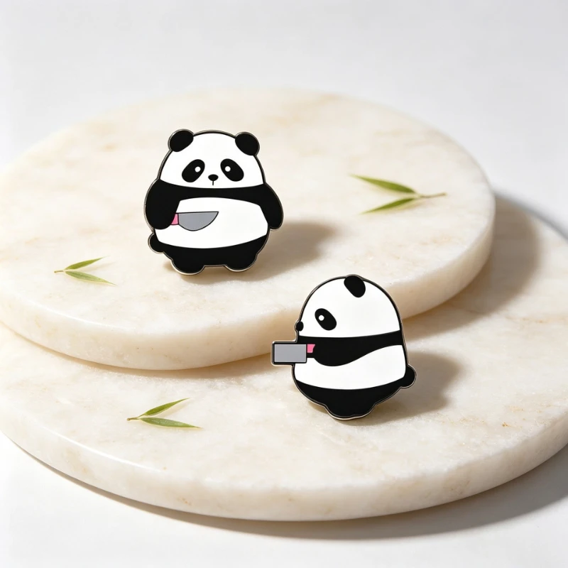 New Funny Panda Brooch Cartoon Alloy Badge Pin for Students Backpack Gift DIY Clothing Bags Hat Scarf T-shirt Jeans Decoration