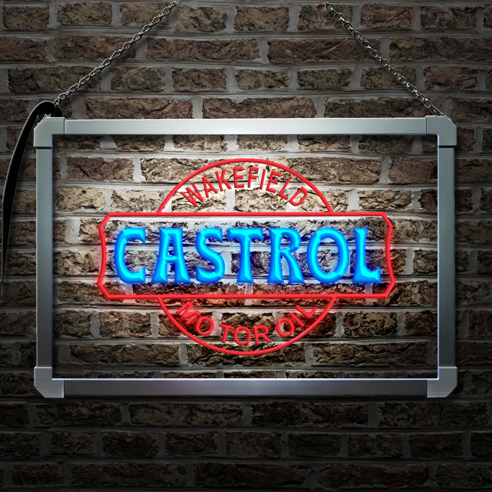 Castrol Motor Oil Logo-LED Neon Sign with Independent Dual Color Control,Wall Decor Light for Party Wedding Shop