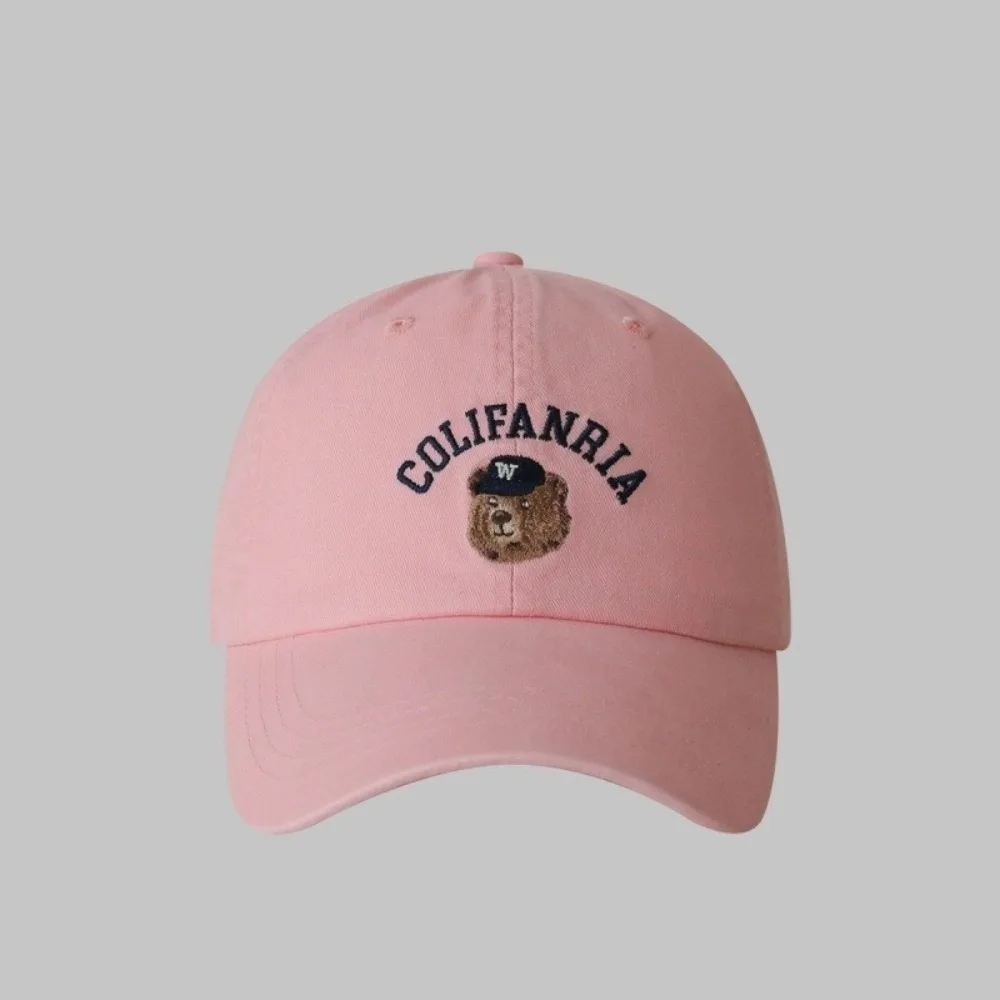 

Fashion Korean Bear Embroidery Cap Solid Color Cotton Men Women Baseball Cap Versatile Sweet Snapback Hat Outdoor