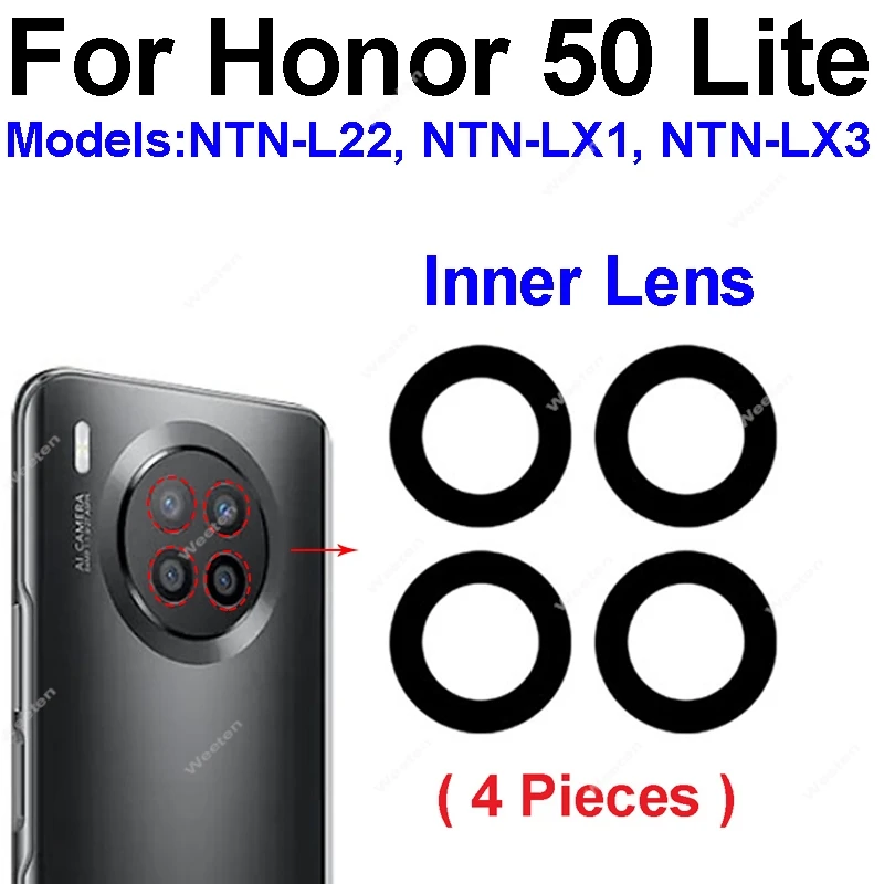 Rear Camera Lens Glass with Adhesive Sticker For Huawei Honor 50 Lite NTN-LX1 LX3 LX22 Back Camera Glass Inner Outer Lens Parts