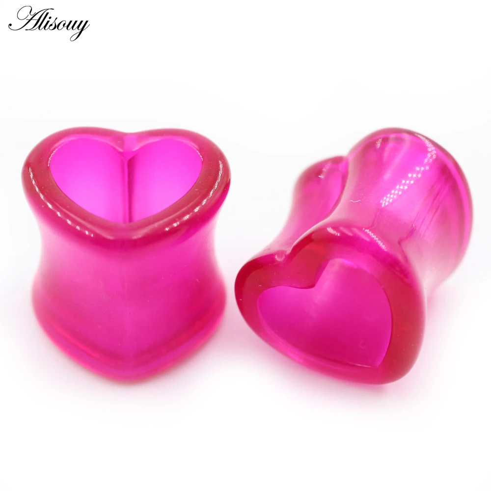 2pcs Ear Expander Piercings Heart Acrylic Ear Plugs Stretcher Expander 1 Pair Ear Piercings Studs Plugs Body Piercings 3-12mm