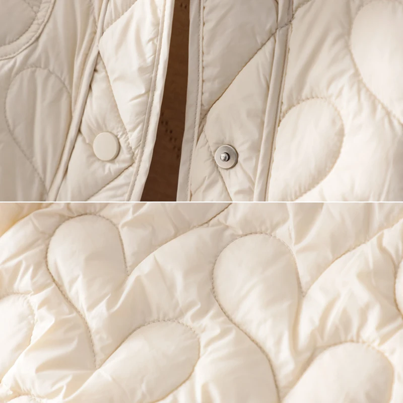 Schinteon Damen-Daunenjacke, leicht, 90 % weiße Ente, lässig, locker, Herbst-Winter-Outwear mit Kapuze, koreanischer Stil, Mantel, 2025, neu