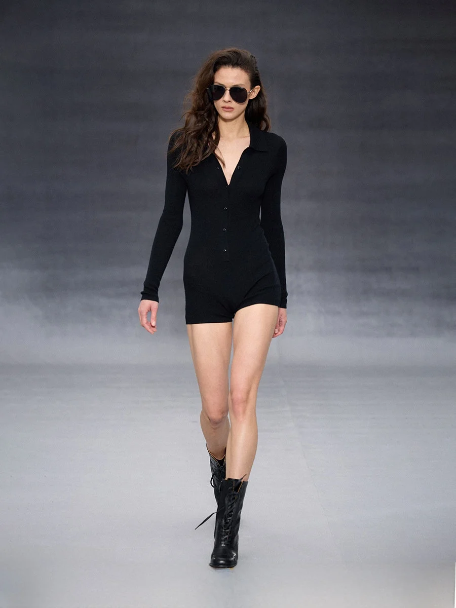 

Randpiee Touch Series Slim Fit Henry Collar Jumpsuit High Waist Straight Leg ort Sve Polyester Fiber Original Design