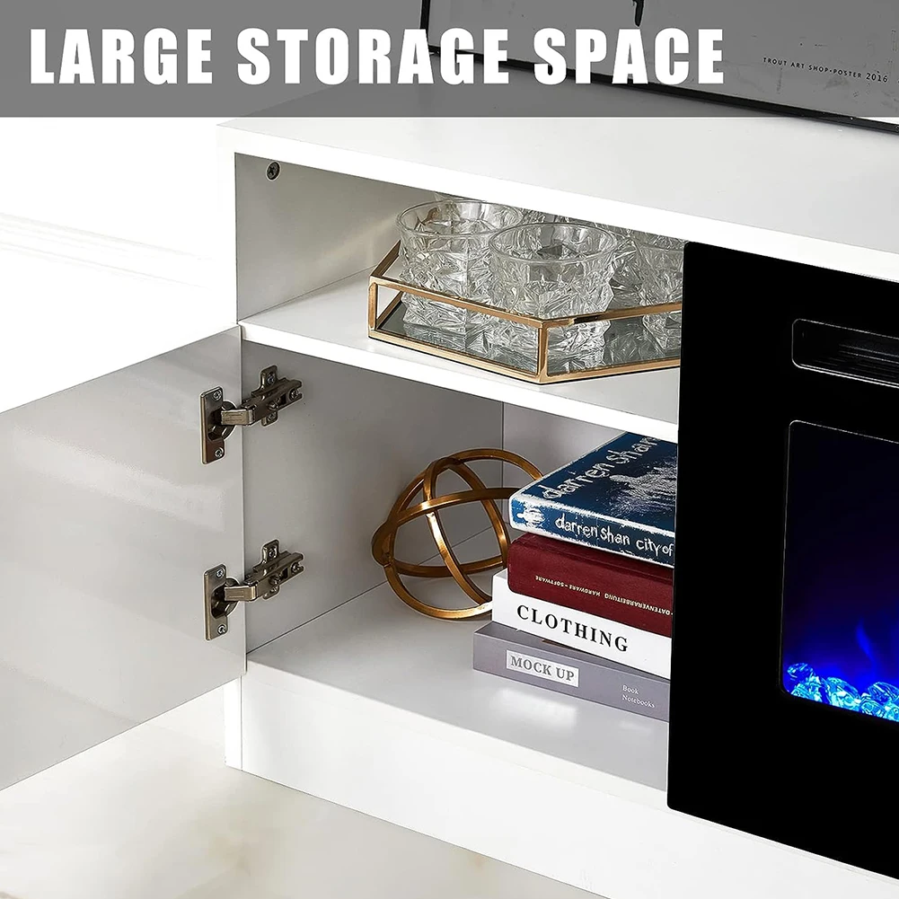【Breeins】Recessed Electric Fireplace TV Stand with Closed Storage Home Decoration With Remote Modern