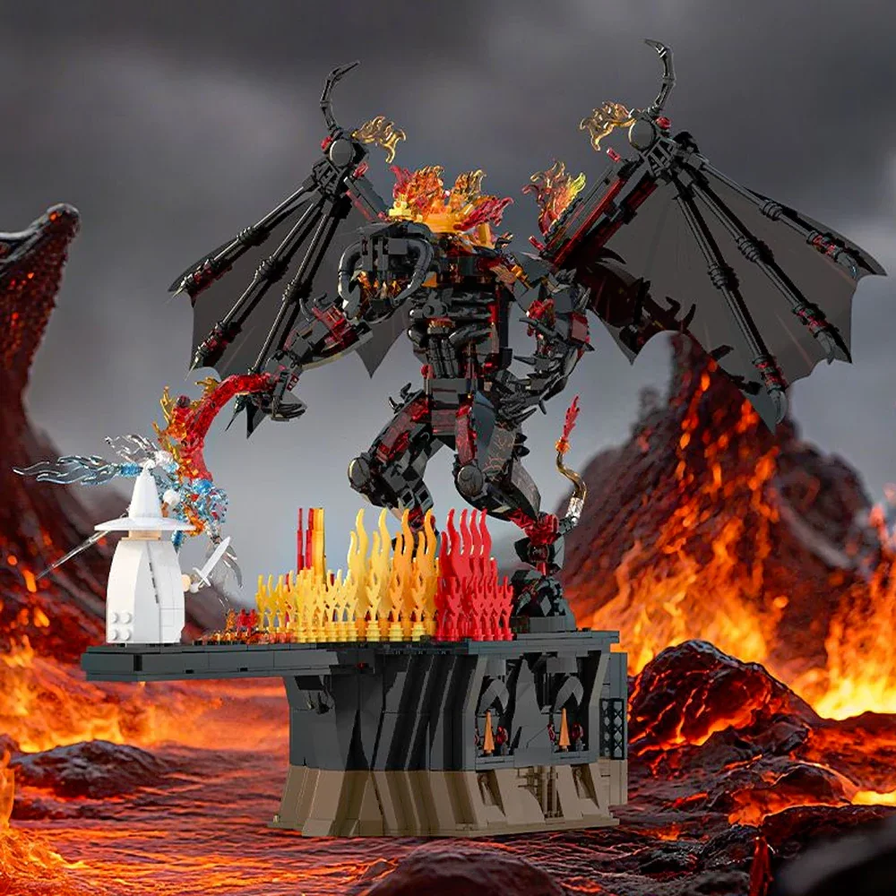 1581PCS MOC Flame Devil Monster Building Blocks Game Scene Bat Demon Figures Model Bricks Collection Toy Children Halloween Gift