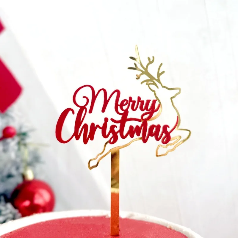 1/3/5 Pcs New Happy Christmas Acrylic Cake Toppers Christmas Party Supplies Cake Decoration Inserts Christmas Party Gift 2025