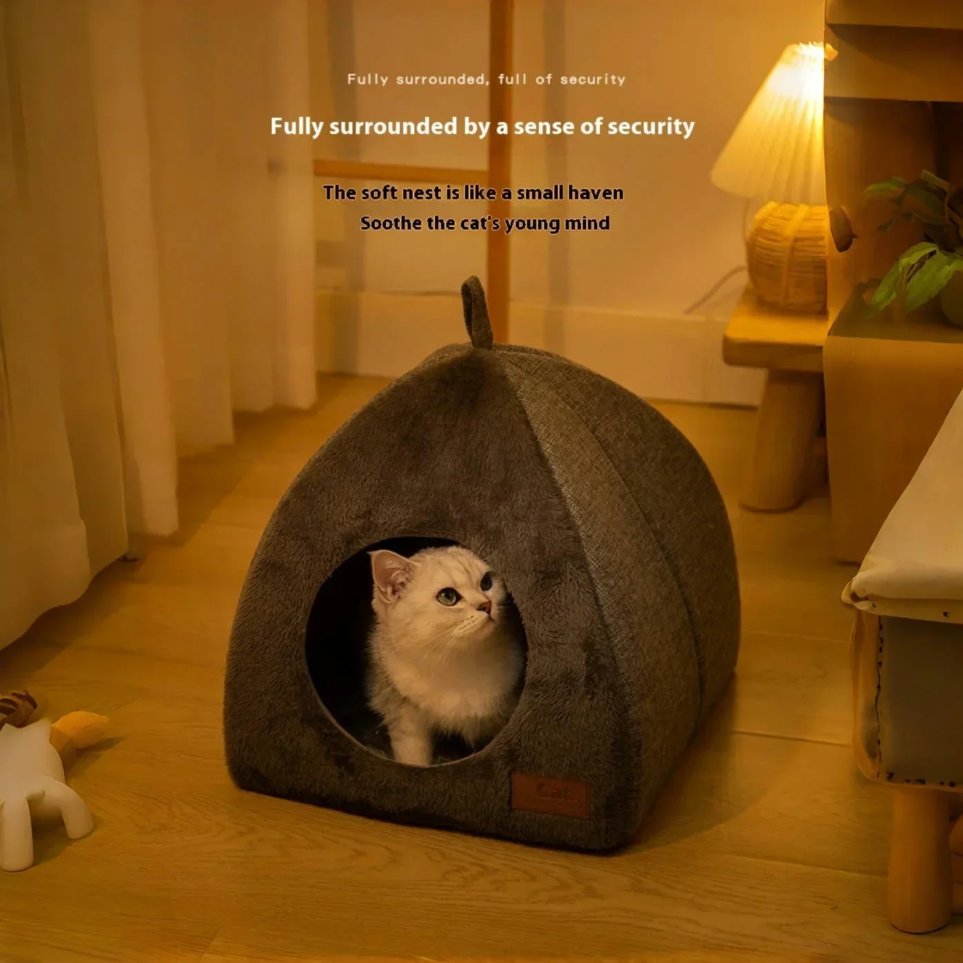 New Triangle Cat Nest Closed Cat House Pet Nest Warm and Thickened Deep Sleep Dog Nest Pet Supplies Closed Cat bed cat tents