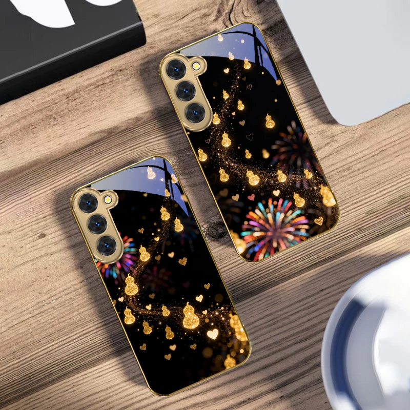 

Multiple golden gourds For Samsung Galaxy S26 S20 FE S21 S22 S23 Plus S24 Ultra 25Ultra S21+ S9 S22 S8 Golden glass phone case