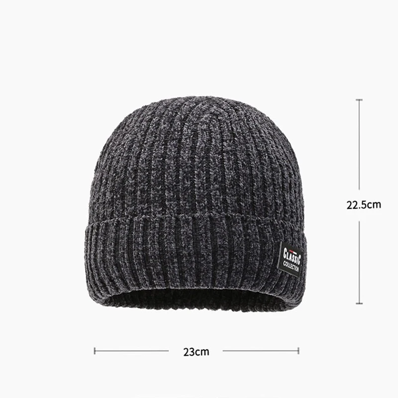 NIXHIT Plus aksamitne grube ciepłe futro Skullies czapki męska czapka zimowa dzianiny kapelusze jazda na czapka męska Chenille polar męska kapelusz