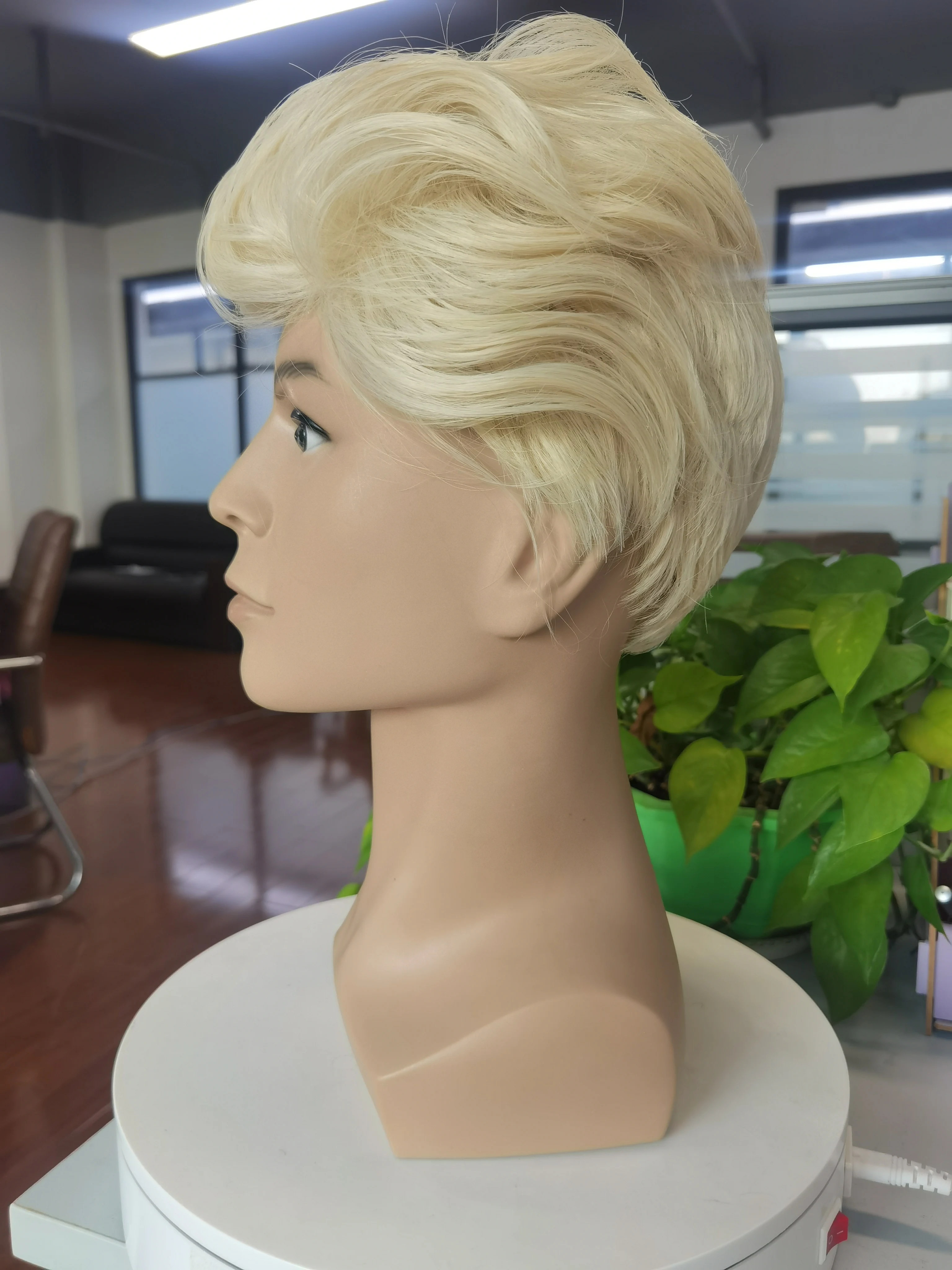 Short Male\'s Synthetic Blonde Wig for Men Straight Natural Looking Wigs Cosplay Costume Party Halloween Daily Use Fake Hair