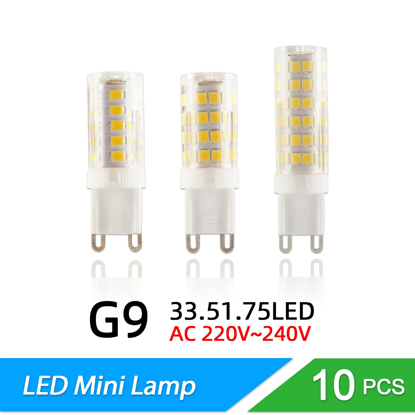 10Pcs LED Bulb G9 LED Lamp 33LED 51LED 75LED AC220V-240V SMD 2835 Mini LED Corn Bulb Chandelier Spotlight Fridge Refrigerator