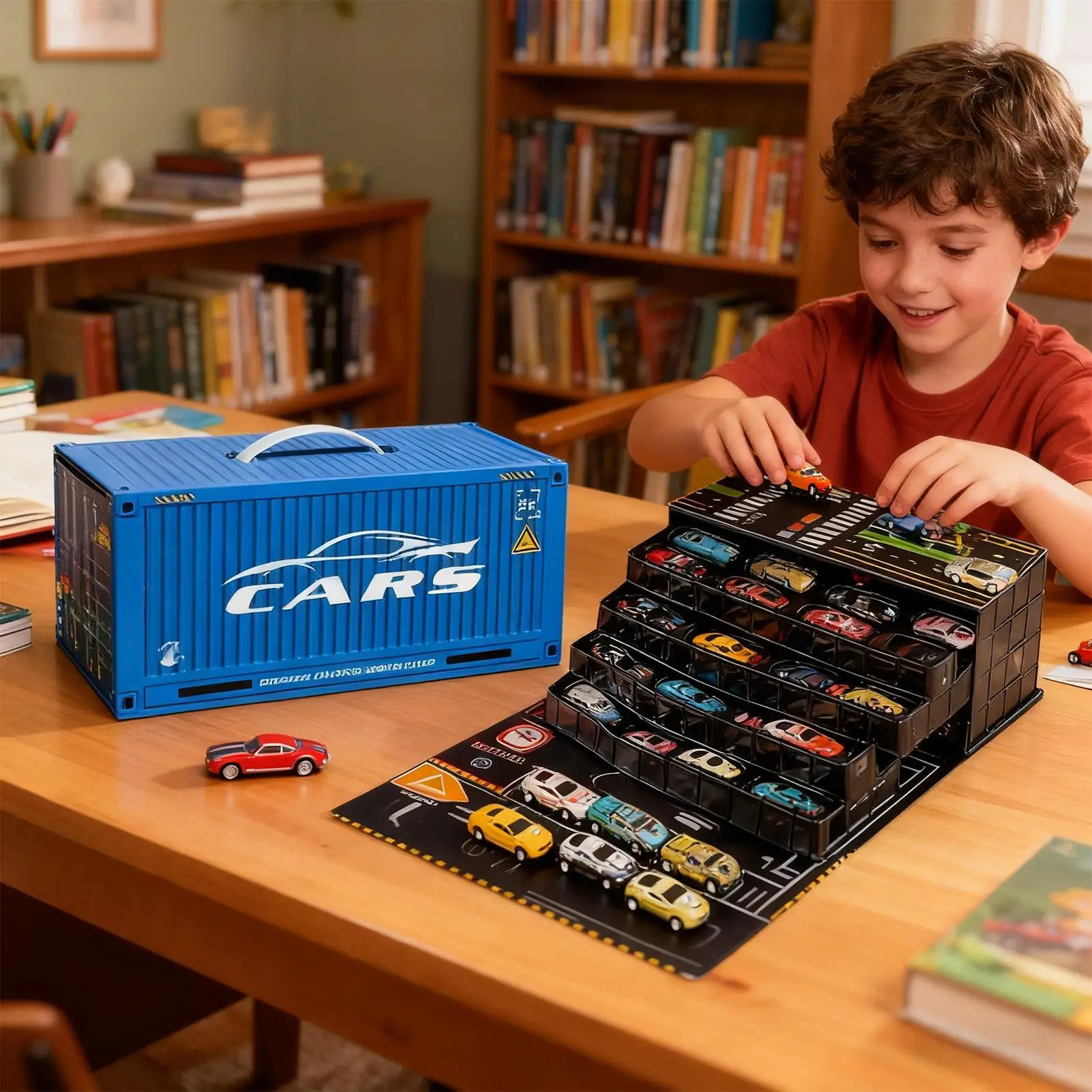 小型車 小型学習車両 48ピース レーシングおもちゃ プレイマット付き 子供 男の子 家庭 旅行 寝室 教室 幼稚園用