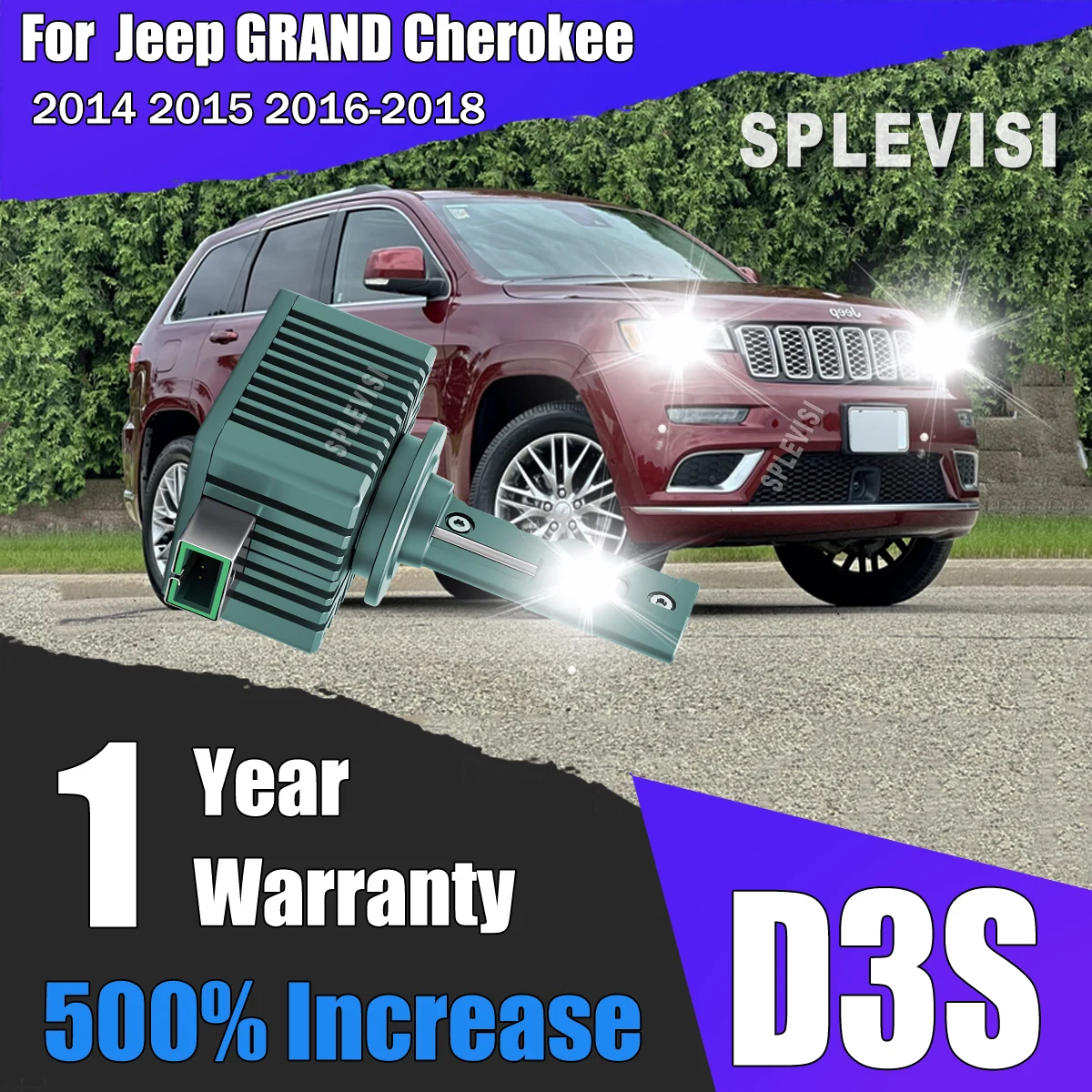 

D3S D3R LED Bulbs 6000K 120W HID Bulbs, 24000 Lumens only for HID Assembly For Jeep GRAND Cherokee 2014 2015 2016 2017 2018