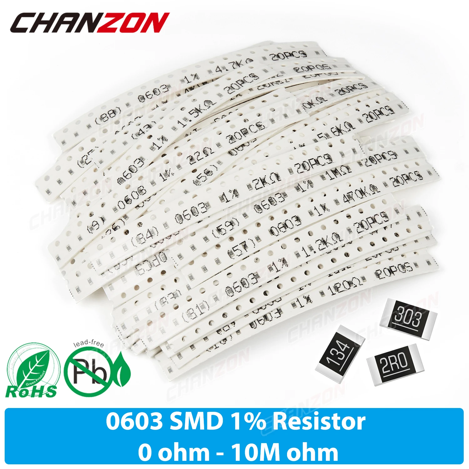 0603 1% High Precision SMD Resistor Kit 0ohm 16 100 470 1K 4.7K 3.9K 10K 33K 43K 56K 62K 75K 82K 91K Ohm 1M5 4M7 Assortment Set