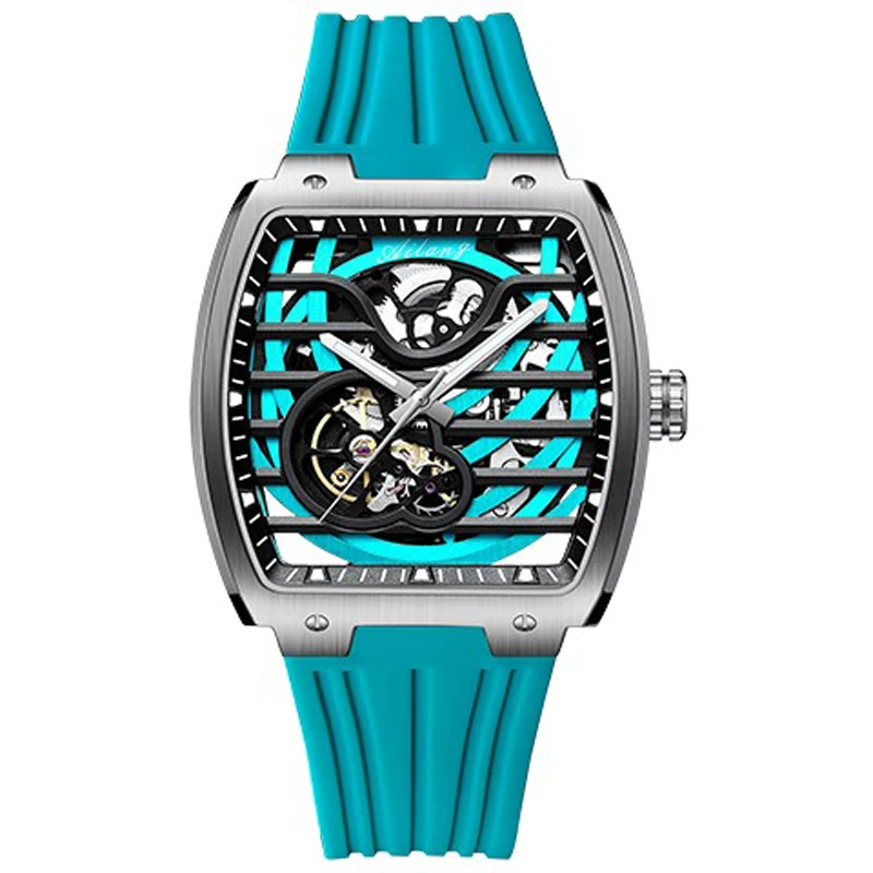 Watches Mens AILANG Top Brand Luxury Casual Sky Blue Tourbillon Mechanical Men\'s Watch Skeleton Automatic Clock Male Waterproof