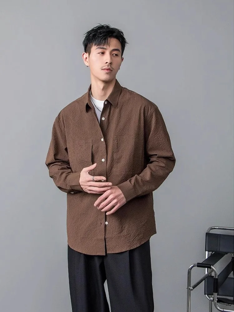 

Spring Summer Lightweight Non-iron Retro Plaid Men's Shirt Casual Long Sleeve Commute Anti-wrinkle Outerwear Standard Fit