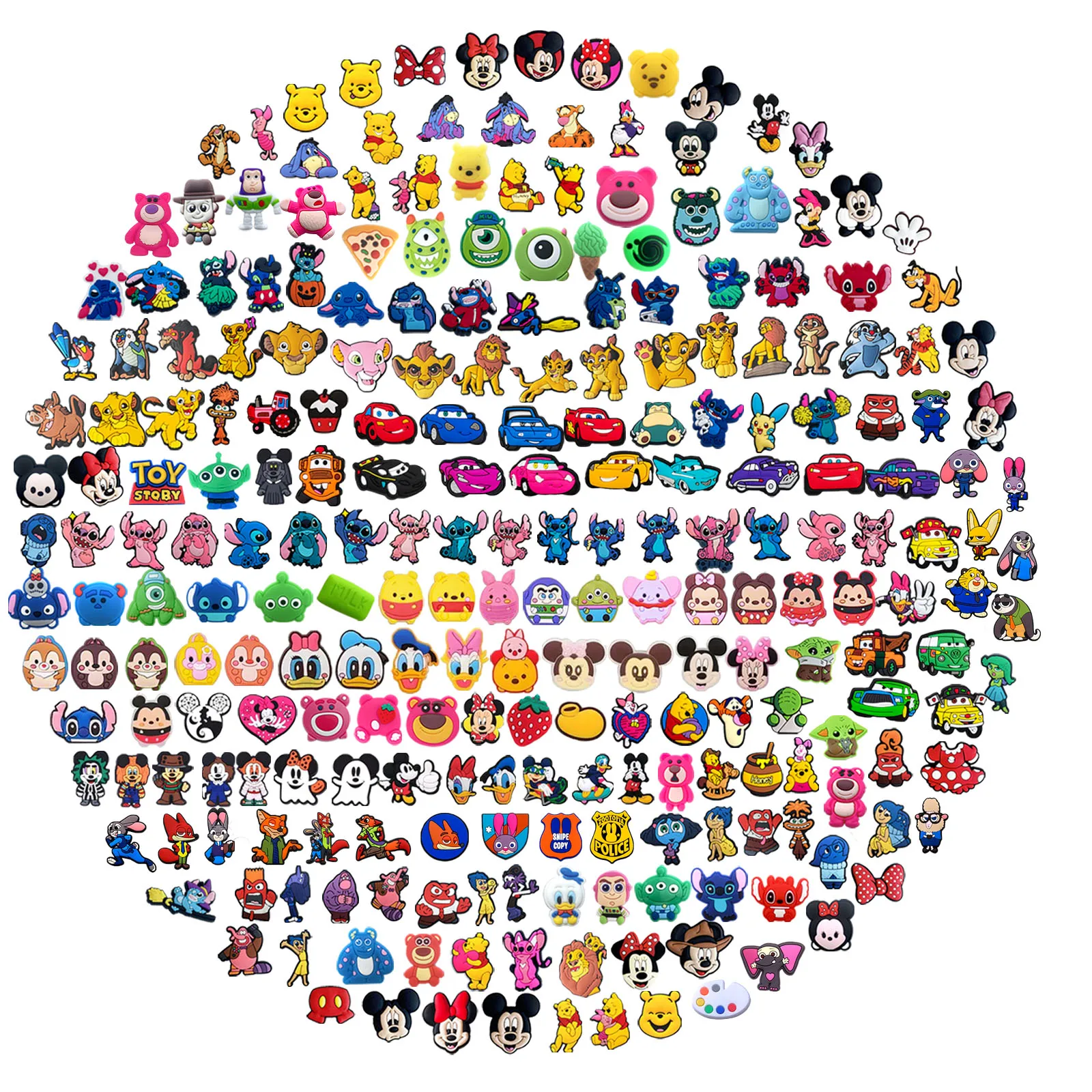 Breloques de chaussures série Disney, 10 à 100 pièces, pour sandales, accessoires de décoration de chaussures, épingles à chaussures, super cadeau pour hommes et femmes