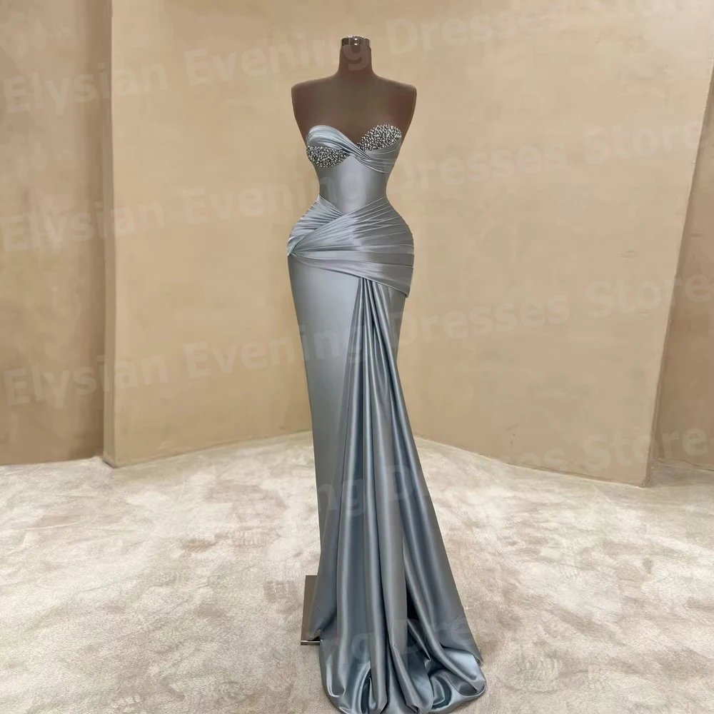 Elegant Women's Mermaid Sweetheart Sleeveless Evening Dresses Customized Robe De Soirée Prom Gowns Beaded Vestidos Para Mujer