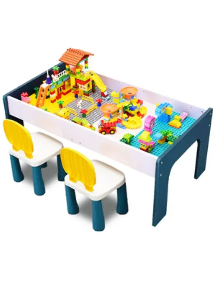 Popular toy building block table log shopping mall same space sand table children's block