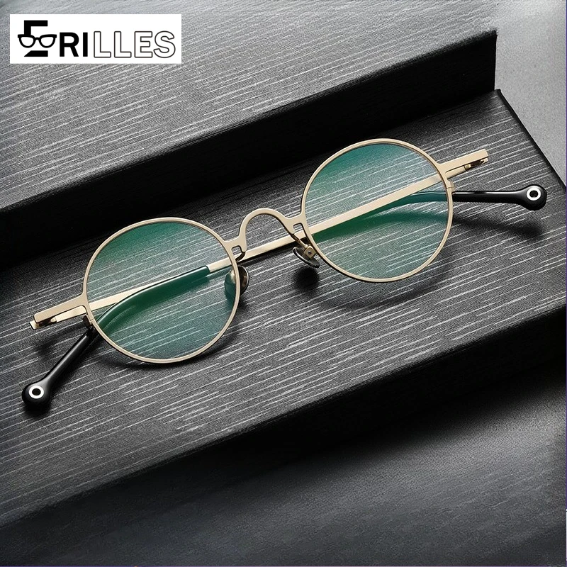 

Semi-Titanium Round Blue Light Glasses,Retro Full Frame Minimalist Eyewear,Anti-Radiation Frames for Digital Screens,Comfort Fit
