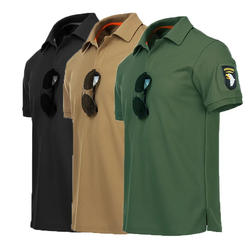 2023 Hot Selling Men\'s Short Sleeve Quick Dry Outdoor Tactical Men Turn-down Polo Shirt