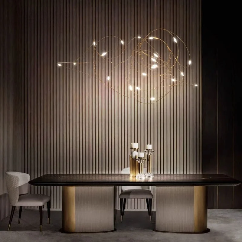 SANDYHA Modern Minimalist Curved Lines LED Pendant Lights Stylish Indoor Lighting Fixtures for Restaurant Living Room Home Decor