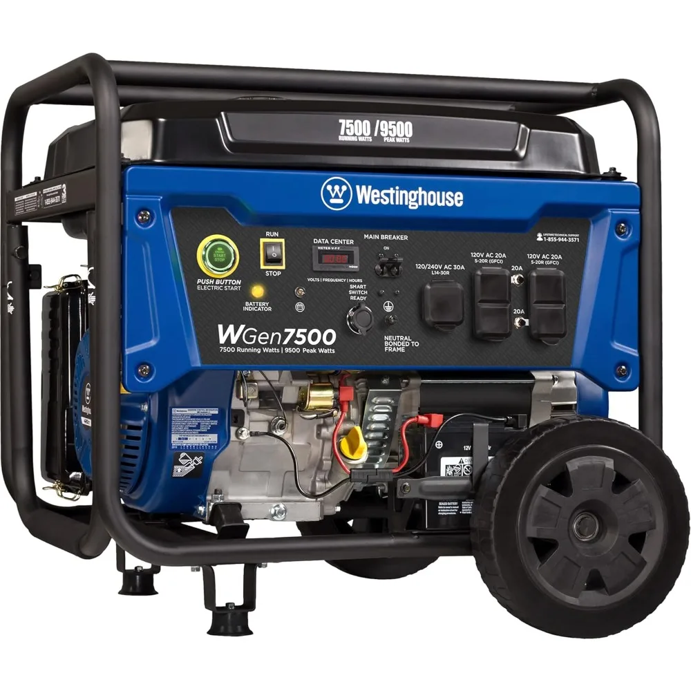 

Outdoor Power Equipment 9500 Peak Watt Home Backup Portable Generator, Remote Electric Start with Auto Choke, Transfer