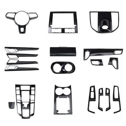 Car Inner For Porsche Macan Accessories 2014-2017 Car carbon fiber decorative cup air outlet window button panel Car styling