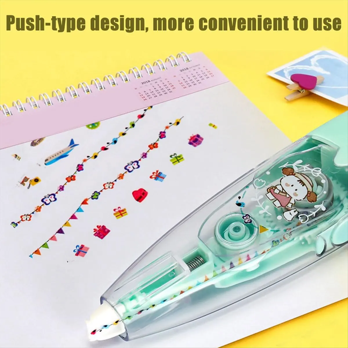 AA14 4PCS Cartoon Pattern Decorative Tape,Decorative Pens DIY Cute Animals -Type Pen,DIY Lace Correction Tape