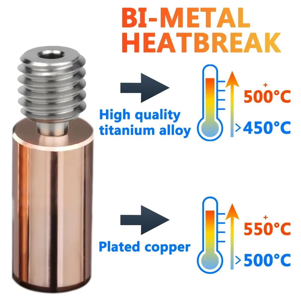 High Quality Upgrade Bimetal Heatbreak + Plated Copper Heat Block + 0.4mm Plated Copper Nozzle for Flyingbear-Ghost 5