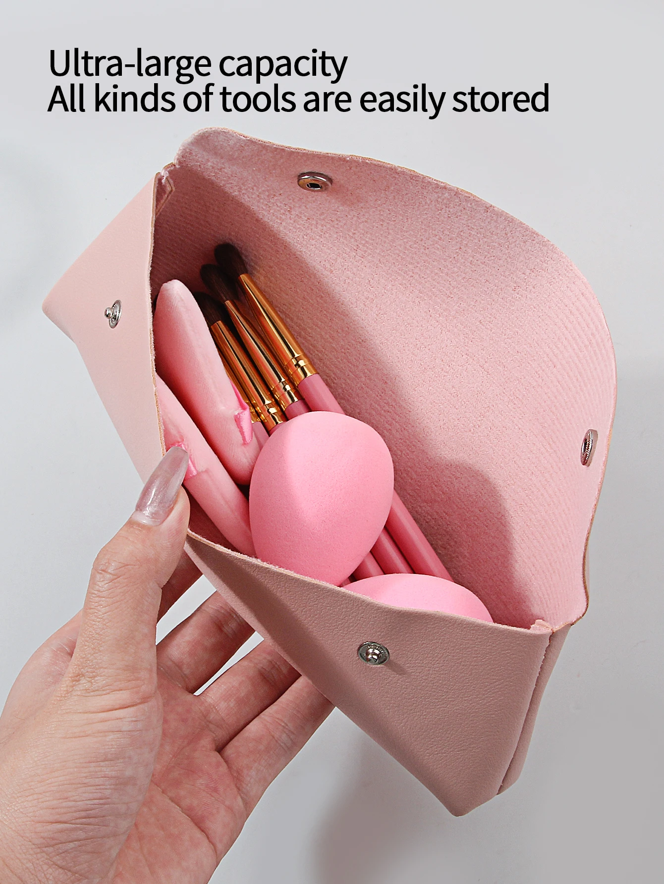 Sac de rangement pour pinceaux de maquillage de grande capacité, trousse de maquillage portable de voyage, trousse de toilette multifonctionnelle, trousse de papeterie pour étudiants