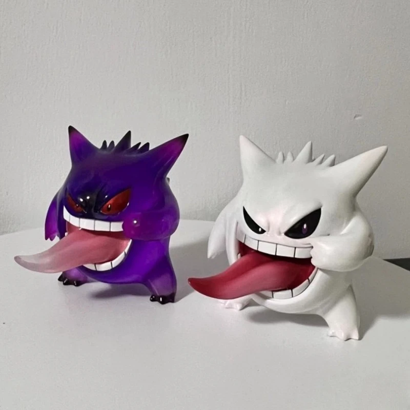 2024 neue Auf Lager 9 cm Anime Pokemon Gengar Schwarz/Weiß Zunge Spucken Action Figur Spiel Statue Abs Kawaii modell Geschenke Puppe Spielzeug