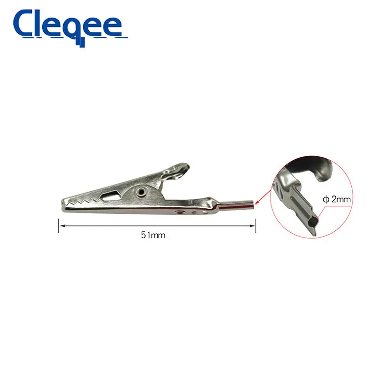 Cleqee P2008 2PCS Alligator Test Clip Crocodile Clamp Insulated PVC Protection with 2mm Jack For Multimeter Tester Probe