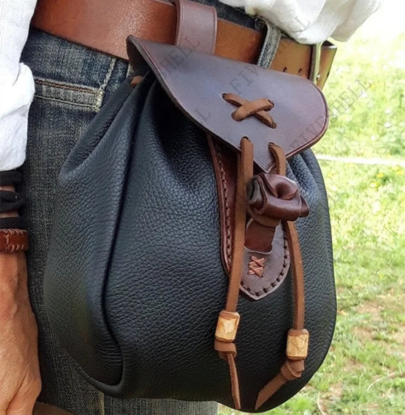 Medieval Renaissance Zubehör Leder Gürtel Tasche Viking Münze Beutel Steampunk Kordelzug Geldbörse Für Männer Frauen Larp Cosplay Prop