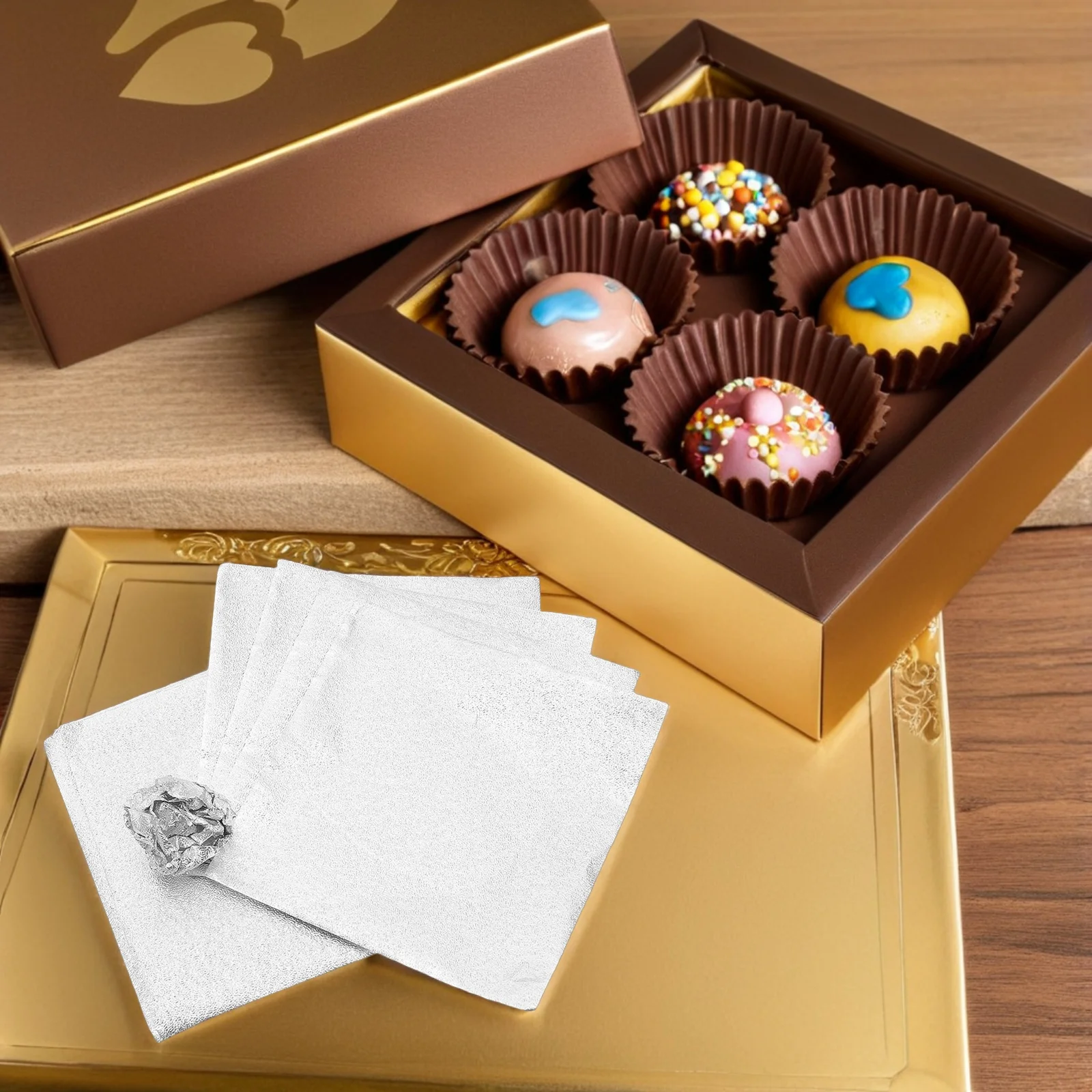 

500Pcs Metal Foil Wrapping Paper 8cm Chocolate Truffle Wrappers Foldable for DIY Crafts and Special Occasions