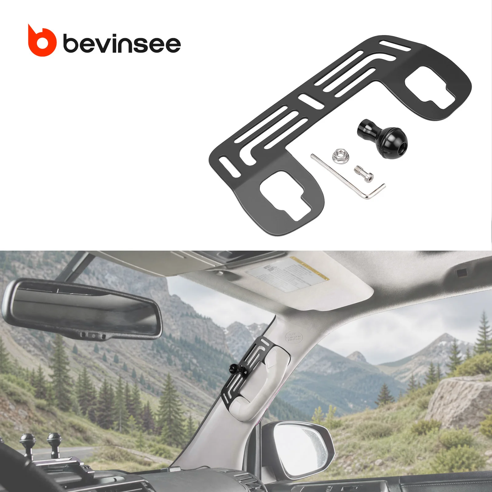BEVINSEE A-pillar Armrest Bracket For Toyota 4Runner 2010-2024 Windshield Pillar Trim Replaces 74680-60010-E0