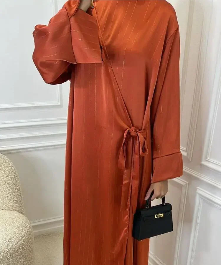 

New Abaya Ramadan Robe Femme Musulmane Satin Muslim Women Dubai Luxury Islam Dress Eid Djellaba Jalabiya Turkey Kaftan Kebaya